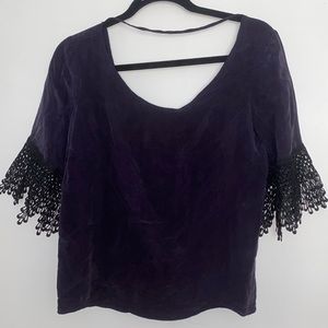 For Love & Lemons open back blouse with lace sleeves